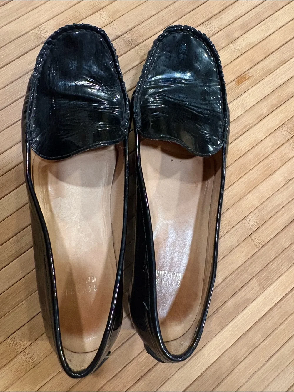 Stuart Weitzman Black Patent Leather Women's Loafers size 9 m
